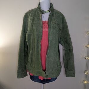 Boho Green Suede Jacket